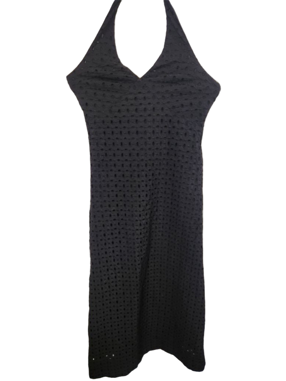 A New Day Black Halter Neck Eyelet Maxi Dress XS